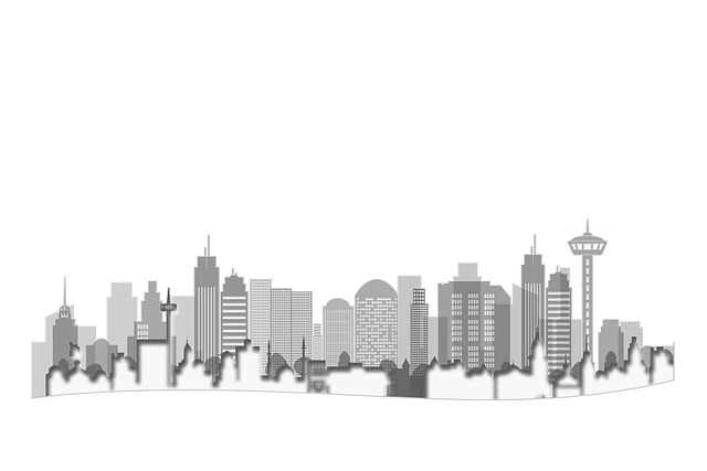 插画 黑白 建筑 